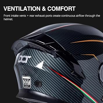 Modular Motorcycle Helmet Full Face Flip Up Dual Visor DOT Approved - Inner Sun Viosr, Quick Release Buckle, Adjustable Air Outlets for Adult Men Women