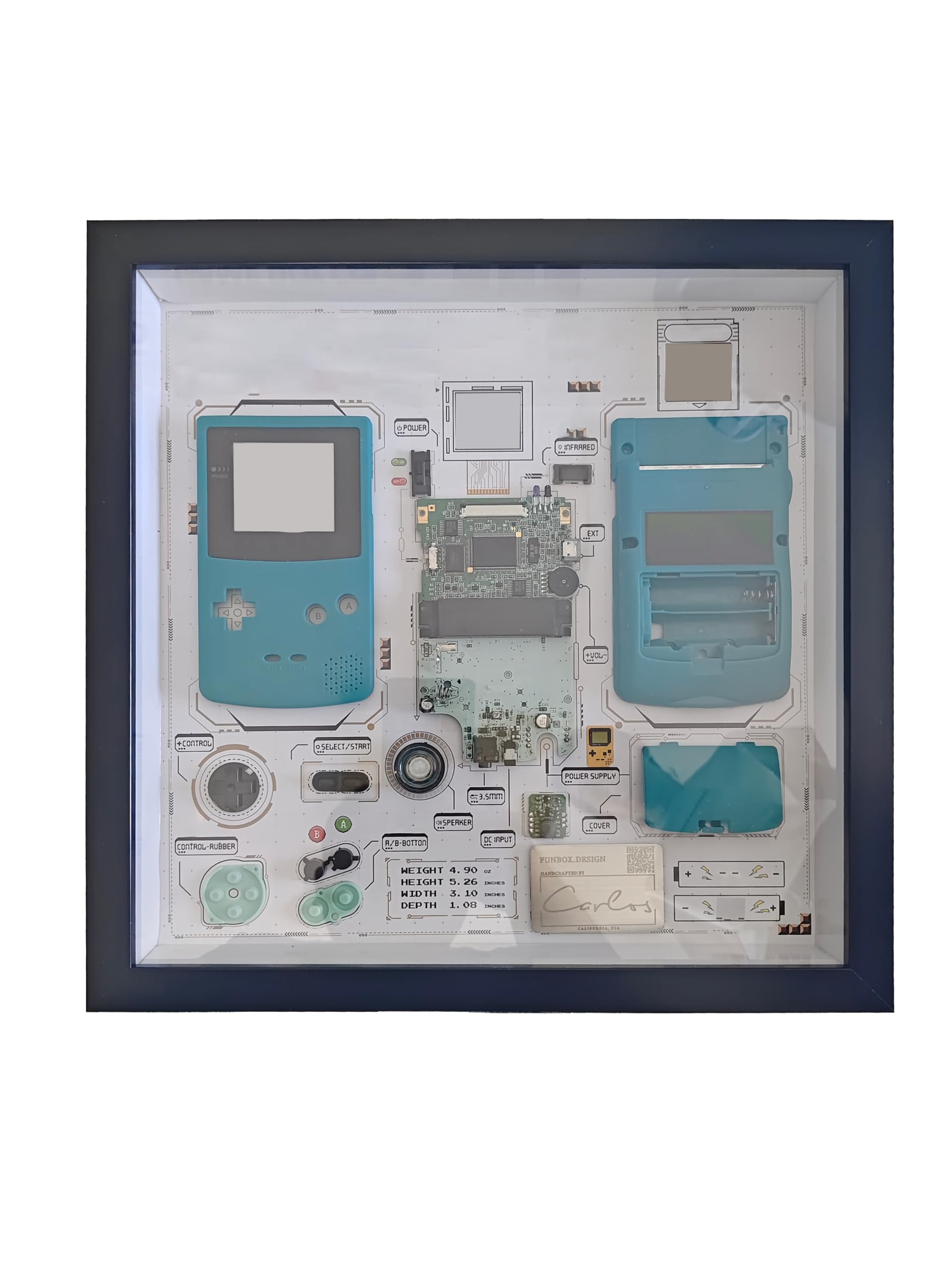 Disassembled Gameboy Advance Frame, Disassemble Art, GBA Teardown, Frame Wall Art, Wall Decor, Gameboy Advance, GBA Disassmbly, Game Decor
