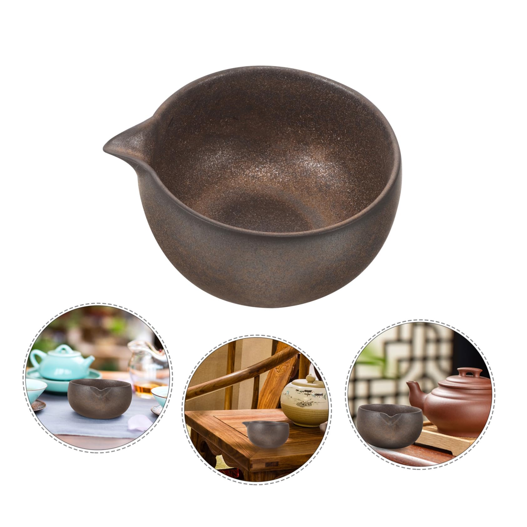 Ciieeo Ciotola da Matcha Giapponese in Ceramica Nera con Beccuccio | Cerimonia del Tè, Versamento Facile, Stile Tradizionale, Uso Versatile