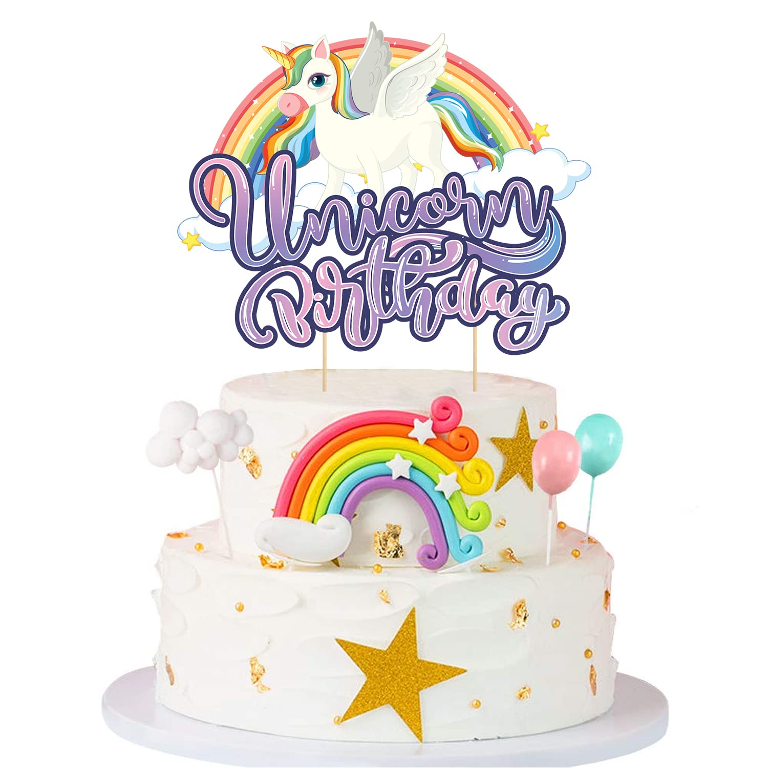 Unicorn Cake Topper, Super unicorn Cake topper, Cartoon Birthday Cake Topper Unicorn Theme Birthday Party Decorations And Supplies
