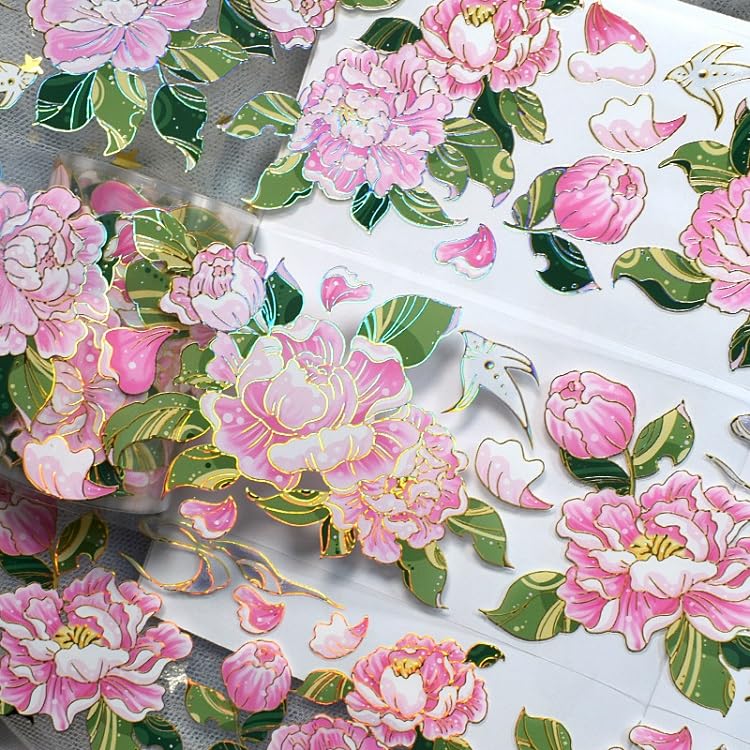 ZSALTT PET Beautiful Niche Collage Materials Flowers and Plants washi Tape for DIY Handmade Decoration (90420)