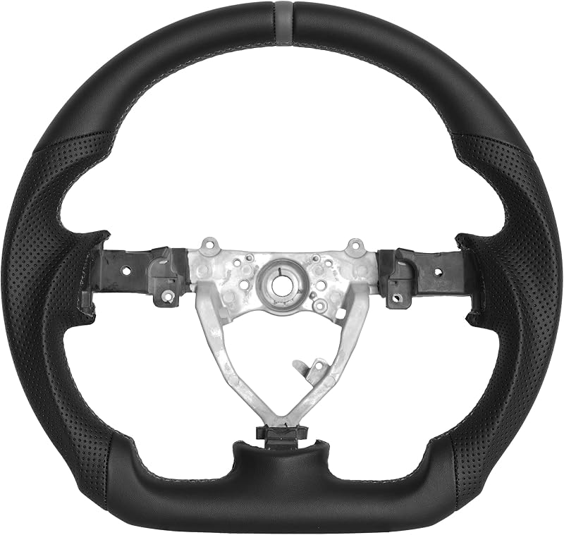 Volante esportivo em couro integral para Toyota FJ Cruiser 2007–2021, base reta em D e faixa central cinza, OHC MOTORS