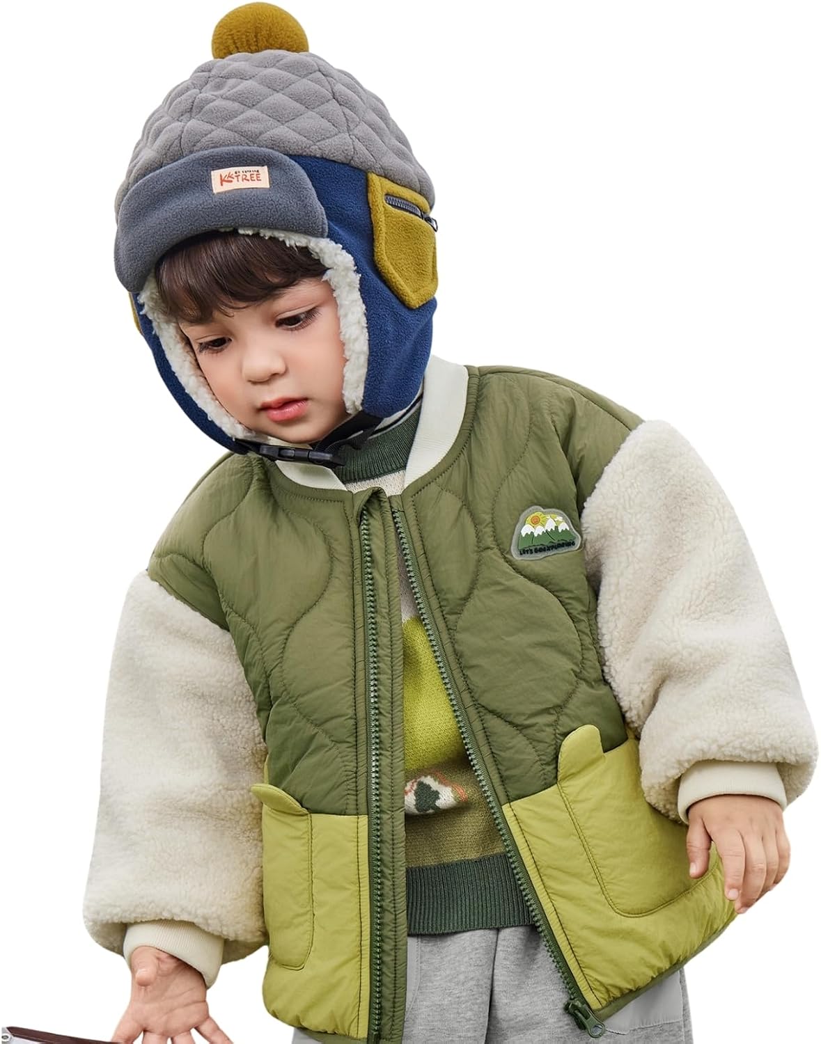 撥水加工】タフタ裏ファー中綿ブルゾン(80~150cm)(80cm ネイビー): ジャケット/アウター【べべモール公式】-子供服べべの公式通販サイト  「BEBE MALL」 [ZebrApril] ベビー 中綿セット 小熊フード キルティング 裏起毛 冬用 上下2点 綿衣＋綿パン 男女兼用 あったか 軽量