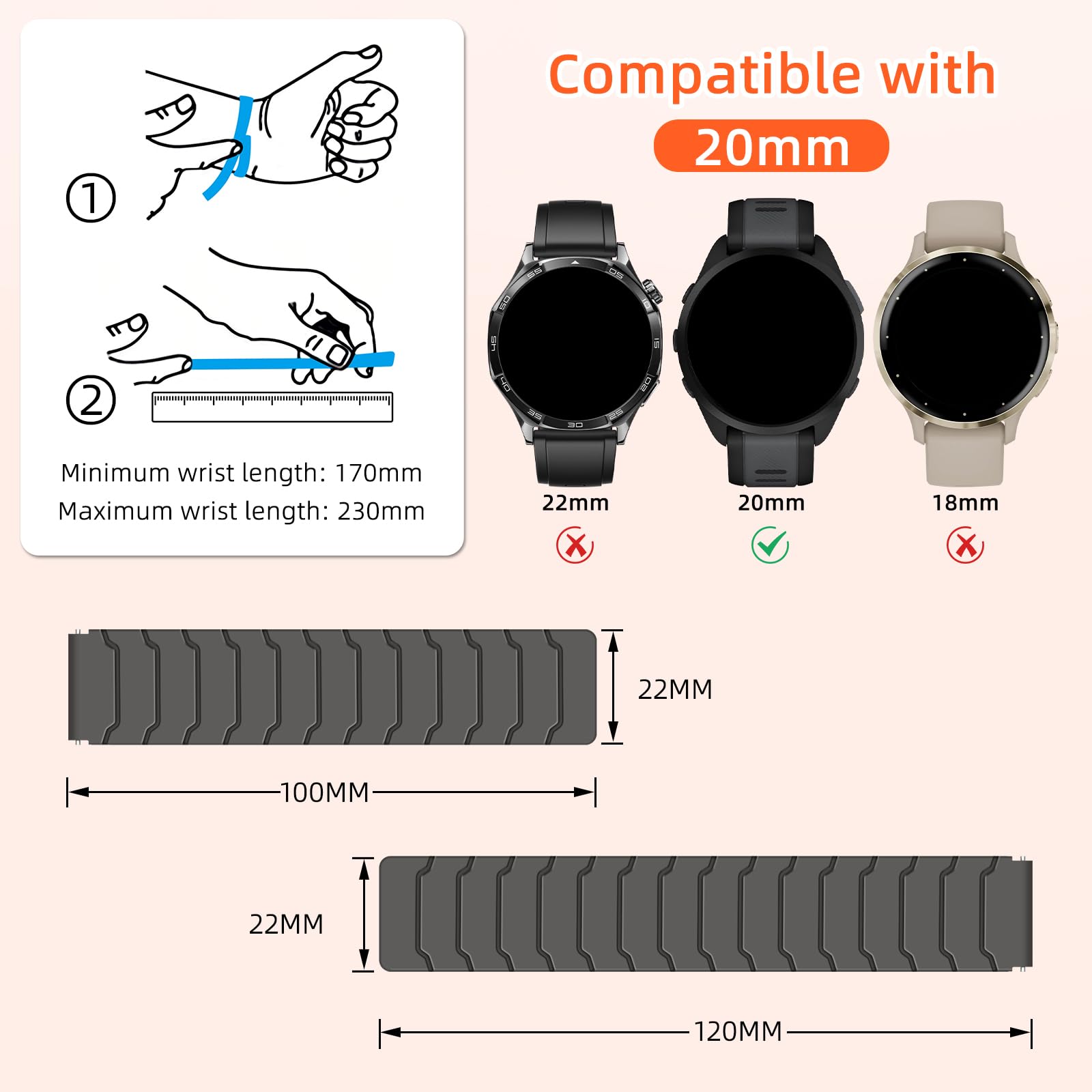 Silicone Cinturino per Amazfit GTS 4/4 Mini/3/GTS 2/2e/2Mini/GTR Mini/GTR 42mm, 20mm Flower Sport Bracciali Cinturini di Ricambio per Amazfit Active 2 /Active 3/Bip 3/3 Pro/U/U Pro/S/S Lite