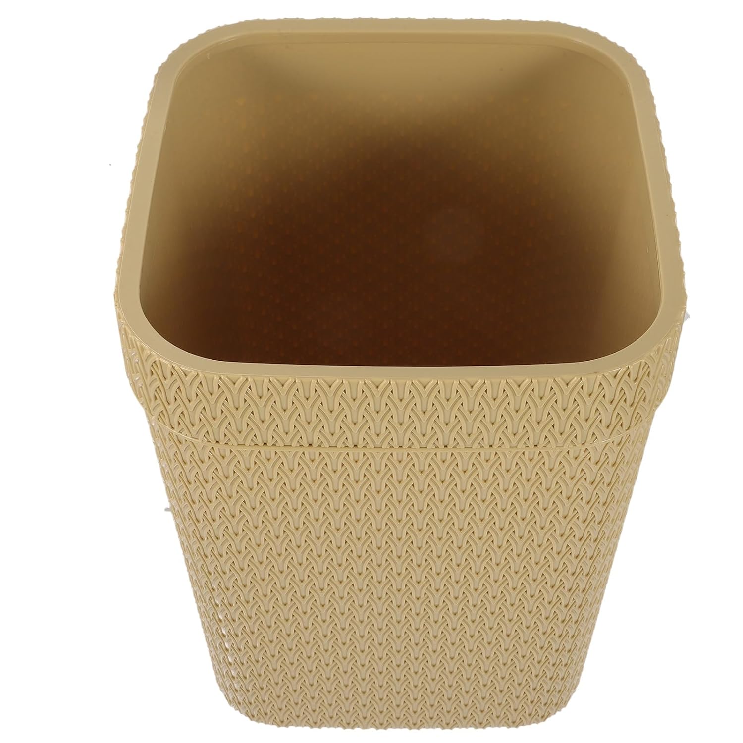 VICASKY Household Trash Can Woven Rattan Garbage Bucket, Yellow Paper Waste Container for Kitchen and Office, Open-top Living Room Wastebasket, Sturdy Storage Bin for Home Organization