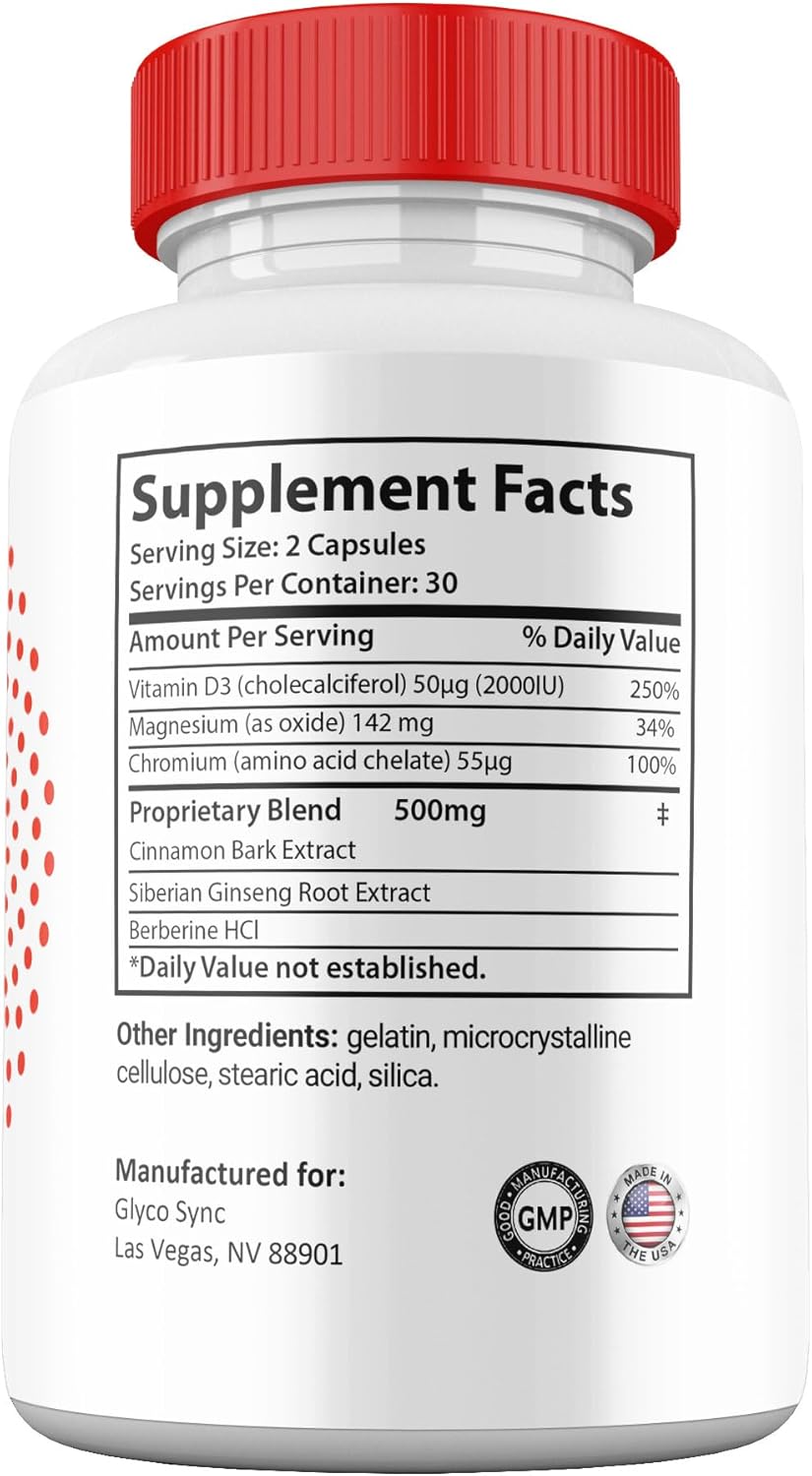 Glyco Sync Capsules, Premium All Natural Ingredients, Maximum Strength Pills GlycoSync Supplement (2 Pack)