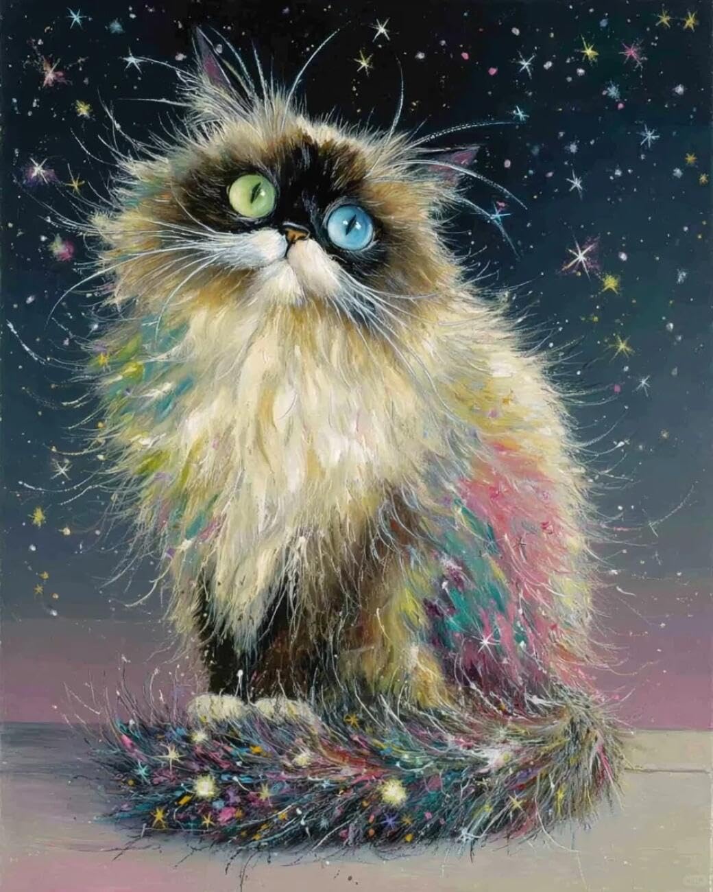 Rqwybcaxn Bead Cross Stitch Kits Color cat 40x50cm