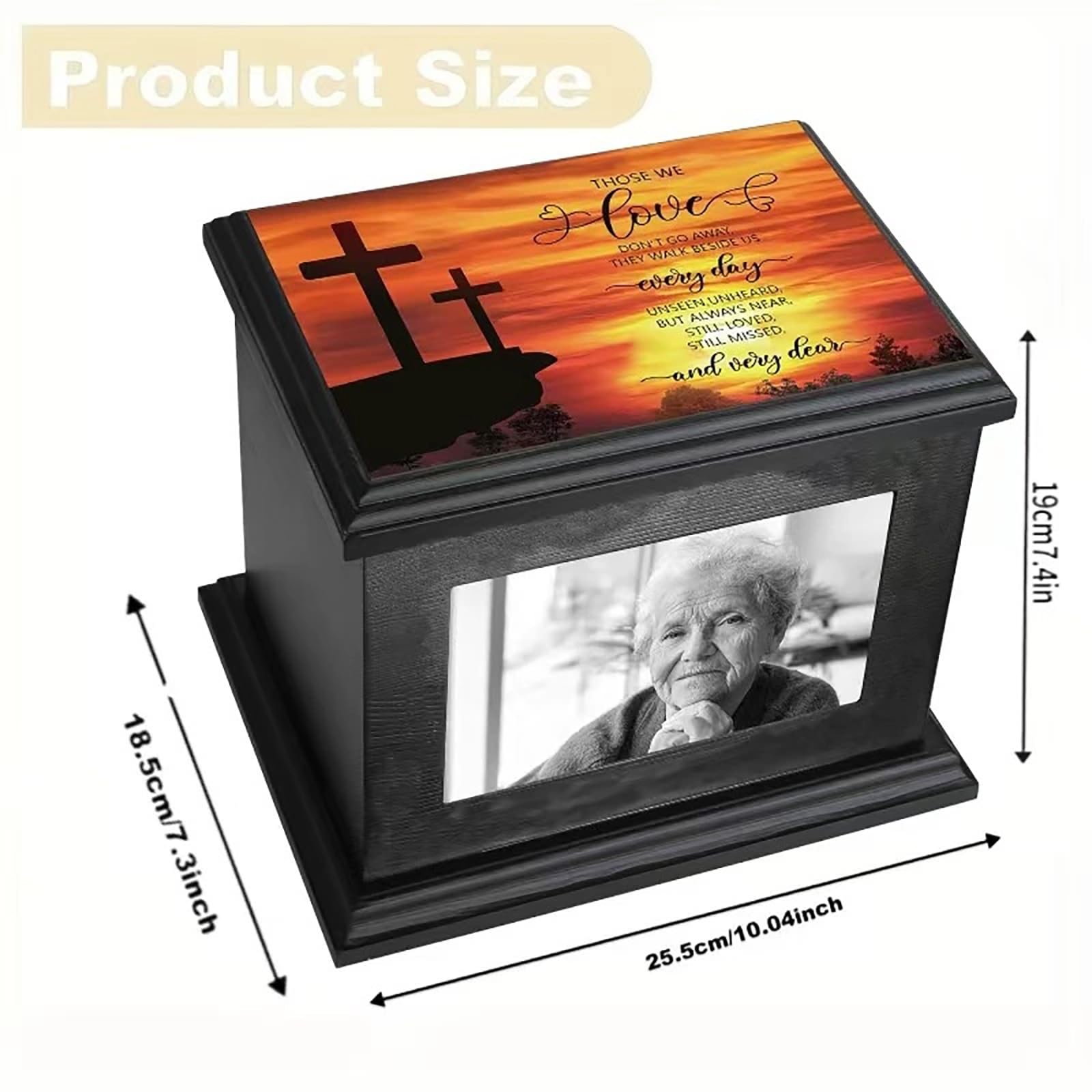 Urne per Cremazione per Ceneri Umane, Urne Commemorative Funerarie per Ceneri con Cornice per Foto, Urne in Legno con Scatola e Bara per Uomini e Donne, Urna Funeraria