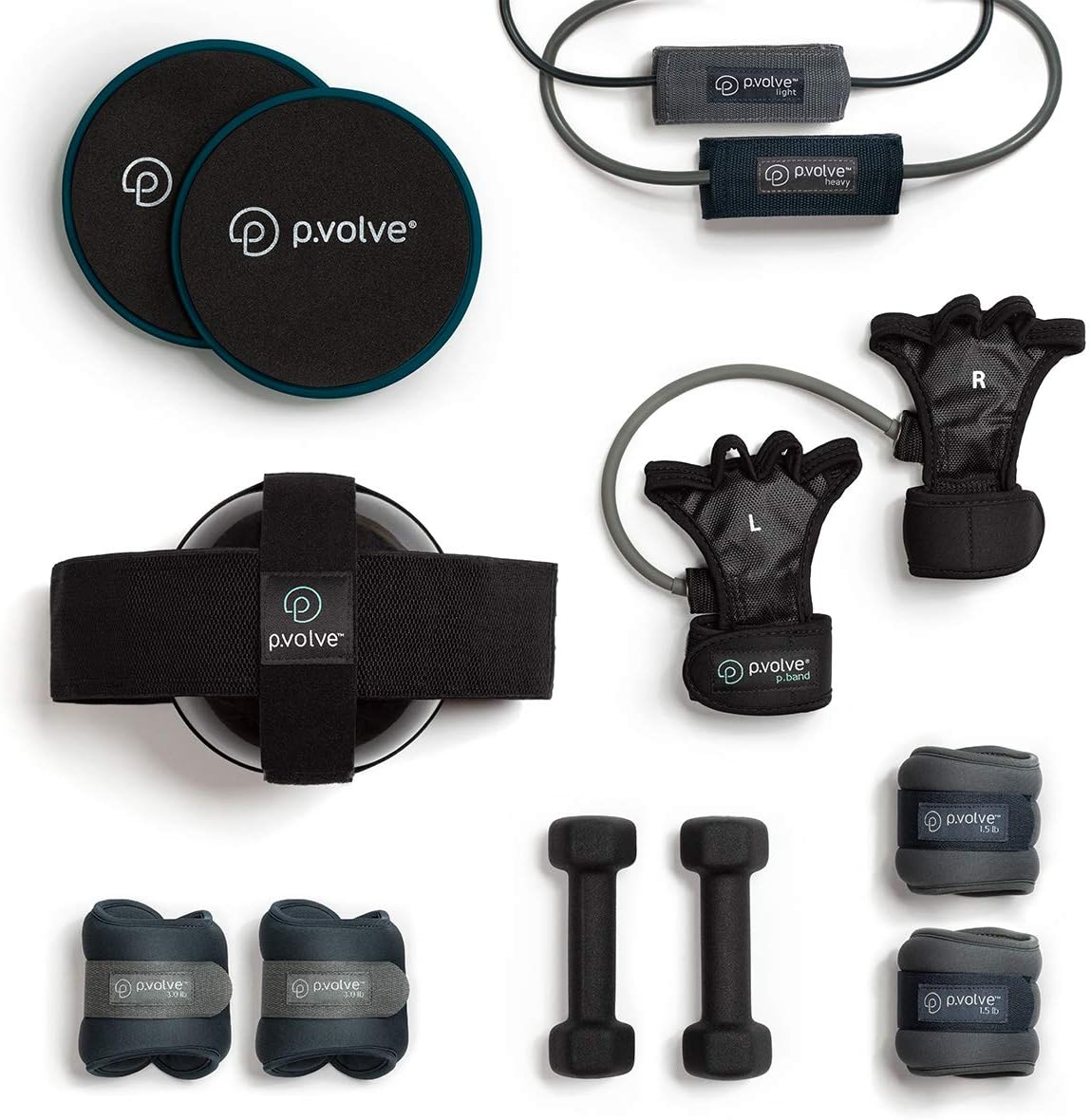 P.volve Ultimate Kit - Exercise Ball, Ankle Weights and Resistance Bands, Hand Weights for at Home Workouts