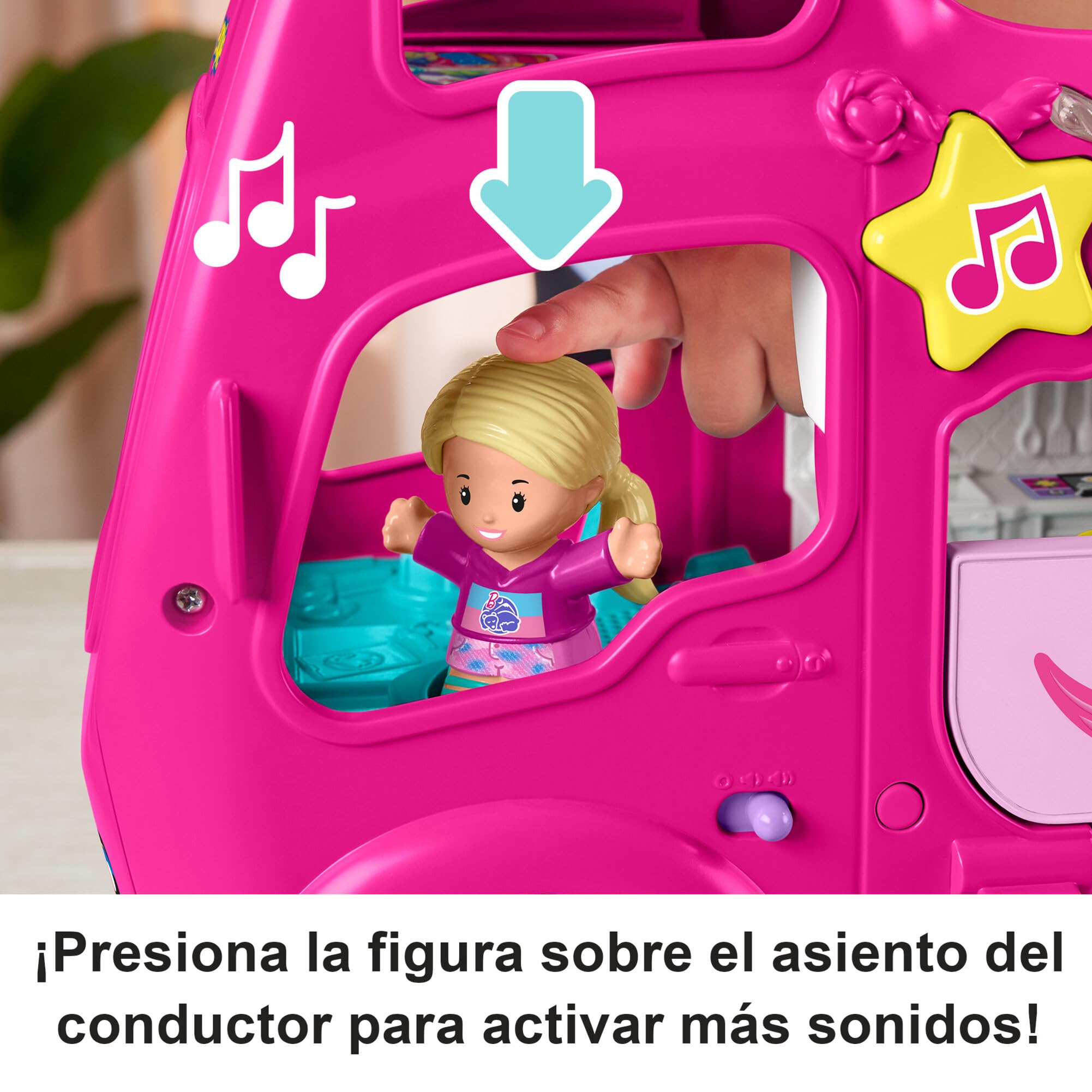 Fisher-Price Little People Barbie Little Dreamcamper, Set de Juego con Autocaravana, Mini muñeca, Figura de Perro y Muebles, con Luces, Sonidos, Juguete Regalo para niños y niñas +18 Meses, HYR85