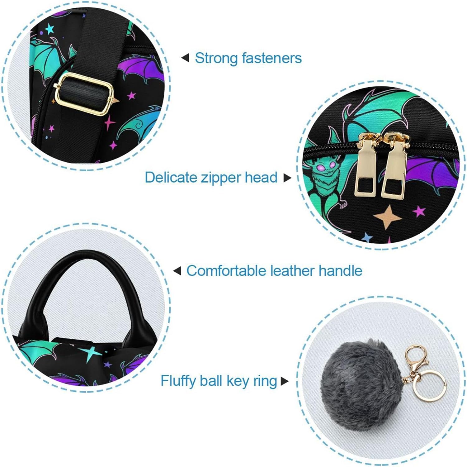 MNSRUU Women Backpack Purse Halloween Luminous Bats Backpack for Women Anti-theft Shoulder Bag Carry On Backpack Lightweight Rucksack Fashion Travel Ladies Bags