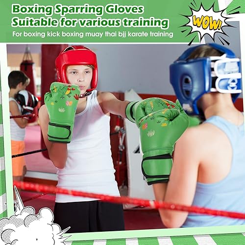 Miniatura 4 de 2 pares de guantes de boxeo para niños y jóvenes, guantes de boxeo de 6 onzas, guantes de lucha libre, equipo de boxeo para boxeo, taekwondo,