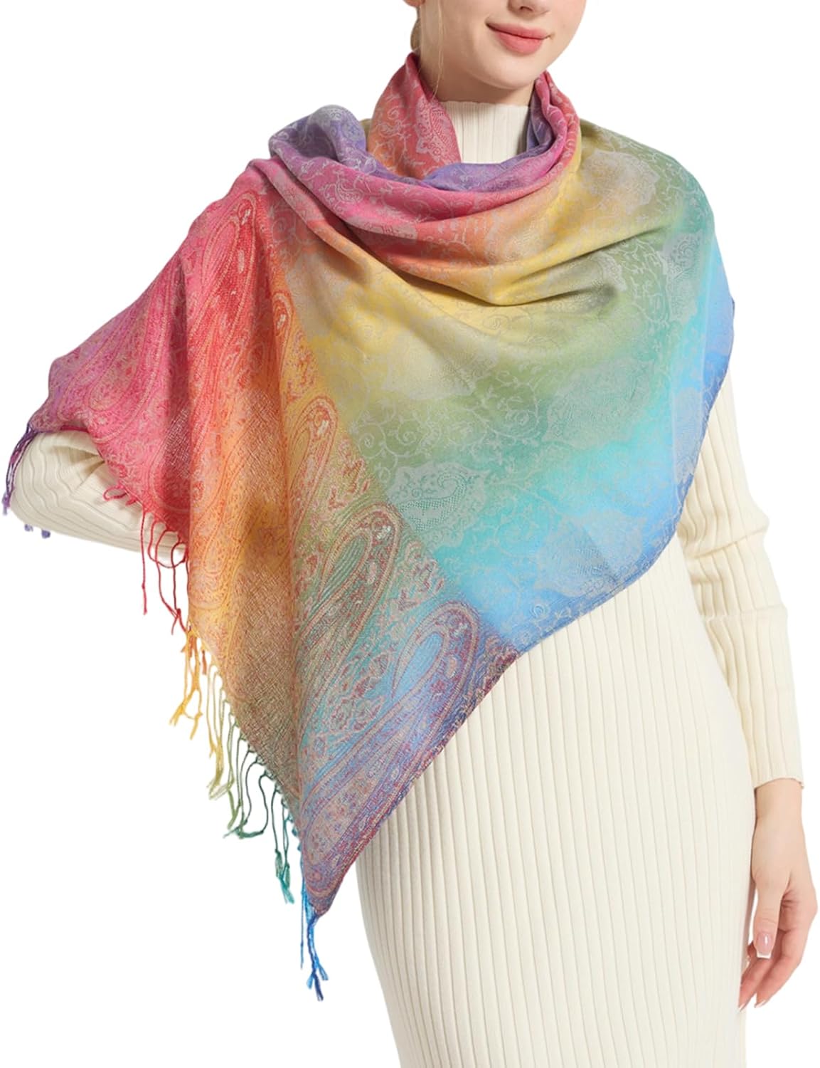 Rave Pashmina Scarf, Fashion Colorful Shawls and Wraps Soft Festival Scarves - Image 3