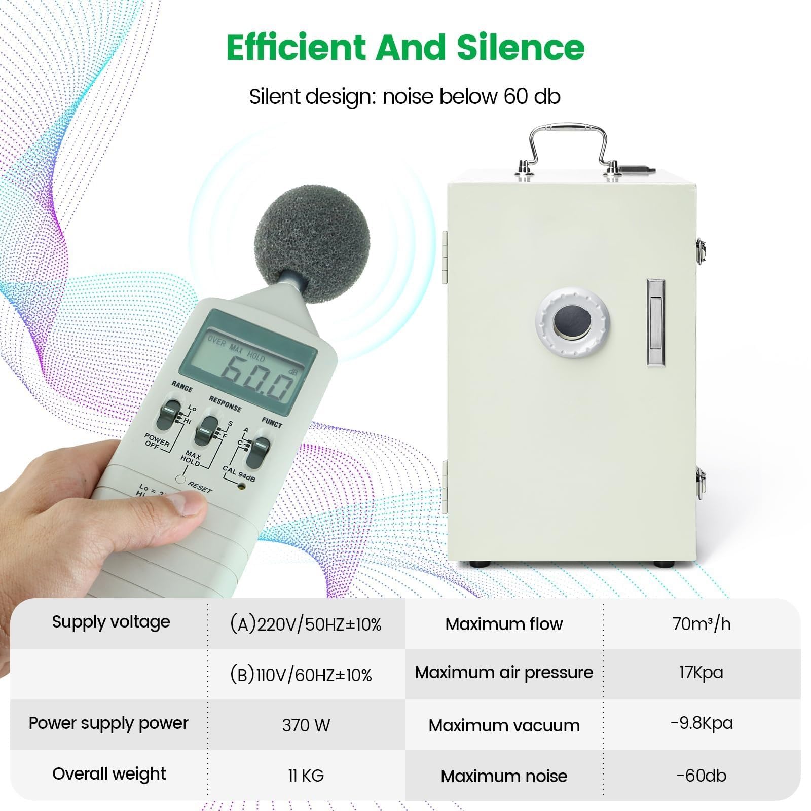 Aspirapolvere digitale a fila singola for laboratorio dentale portatile da 500 W, attrezzatura for pulizia dentale rettangolare JT-26