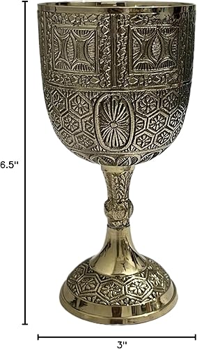 Miniatura 7 de Morcomart Vaso de vino hecho a mano de latón en relieve vintage inspirado en mediveal (paquete de 1)