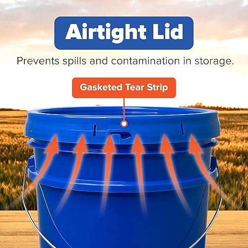 Miniatura 6 de ePackageSupply, Cubo de plástico de 5 galones con tapa hermética I Cubo de grado alimenticio  Azul Chevron  Sin BPA I Heavy Duty 90 mil cubo