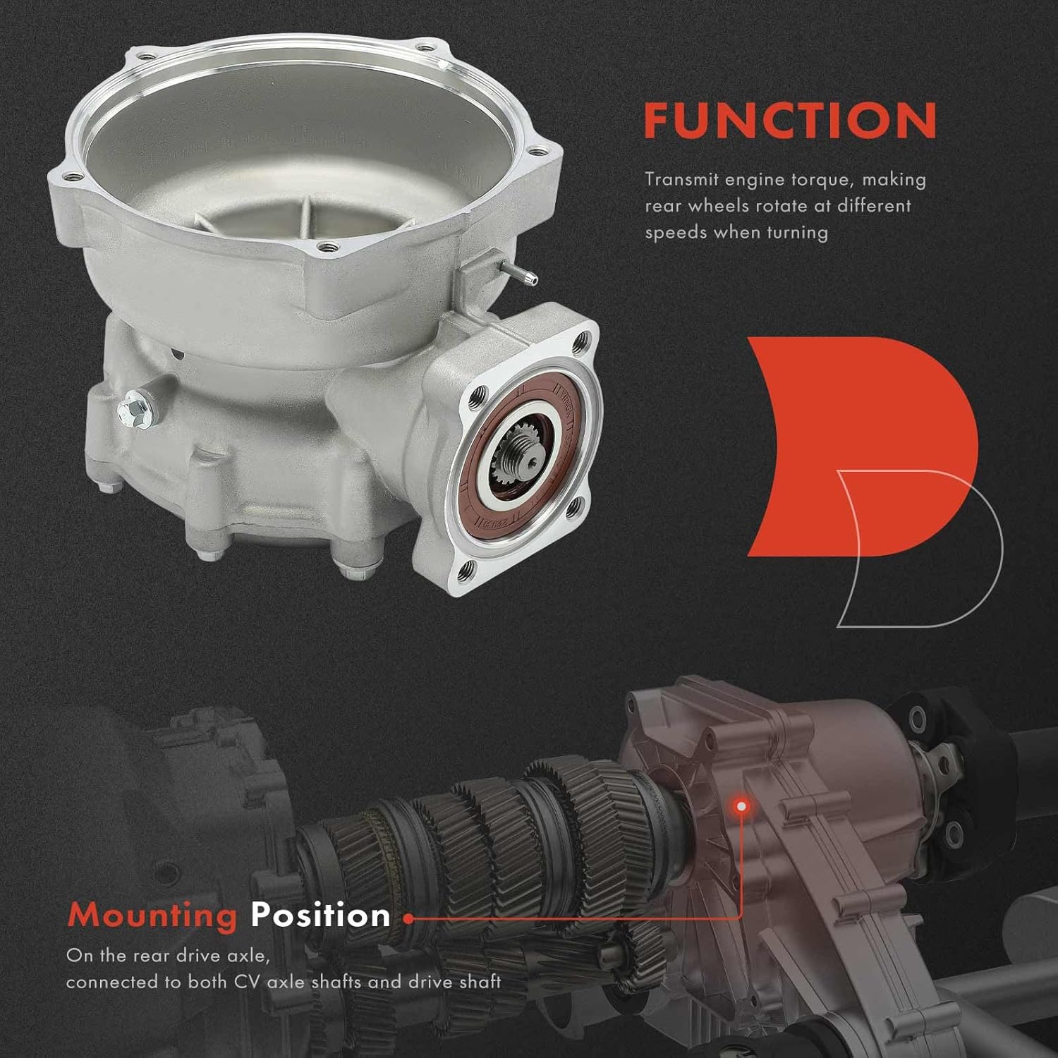 A-Premium Rear Differential Assembly Compatible with Honda Recon 250 1997-2007, Replace# 41300-HM8-010