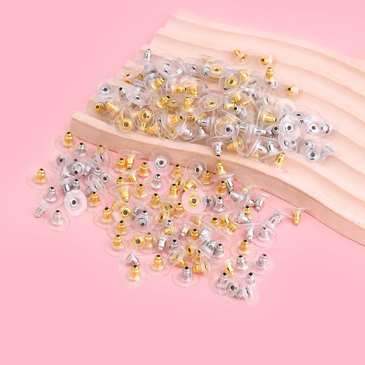 100pcs Earring Backs Stopper Set 50 Gold 50 Silver Earnuts for Stud Earrings Anti Allergy Rubber Metal Jewellery Making 1