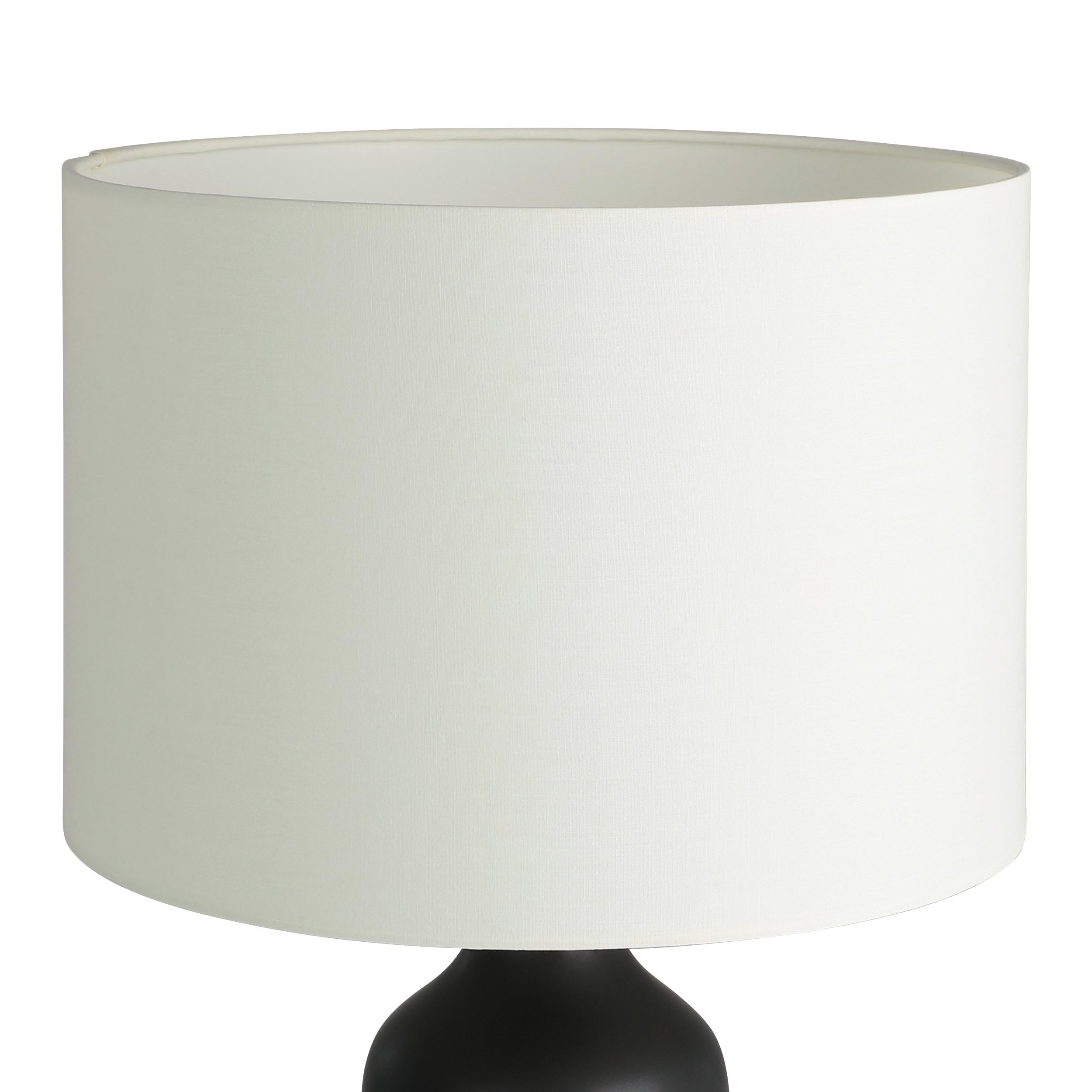 Eglo Vinoza lámpara de mesa, iluminador para mesa de noche con pantalla | luminaria de cerámica en negro con motivo y textil en blanco, dormitorio deco, luz para sala, casquillo E27