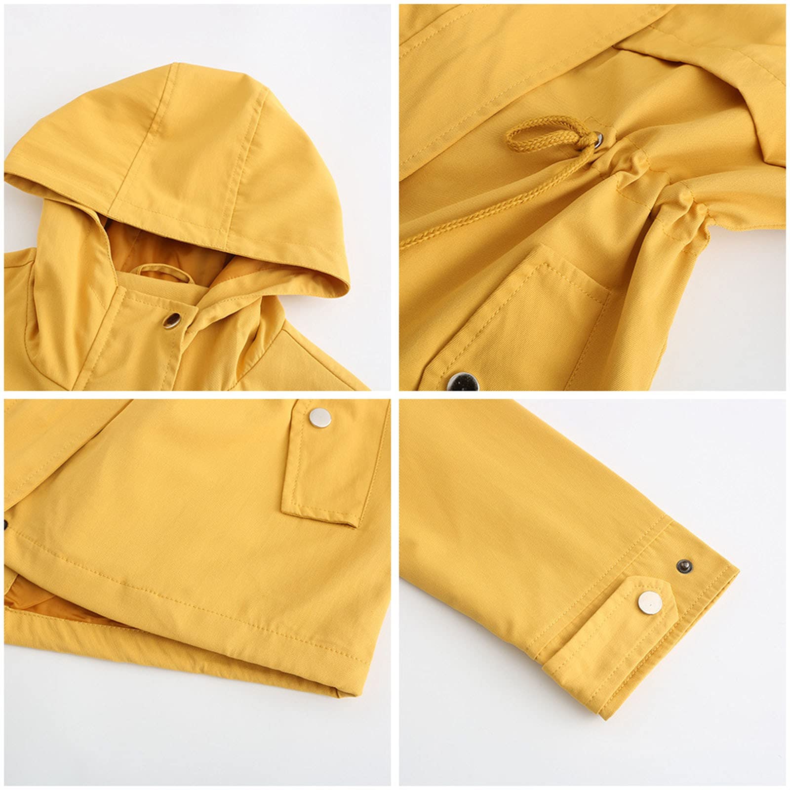 Generisch Chaqueta de verano para mujer con capucha, chaqueta de entretiempo para mujer, elegante, impermeable, ligera, resistente al viento, chaqueta de senderismo, transpirable, chaqueta funcional