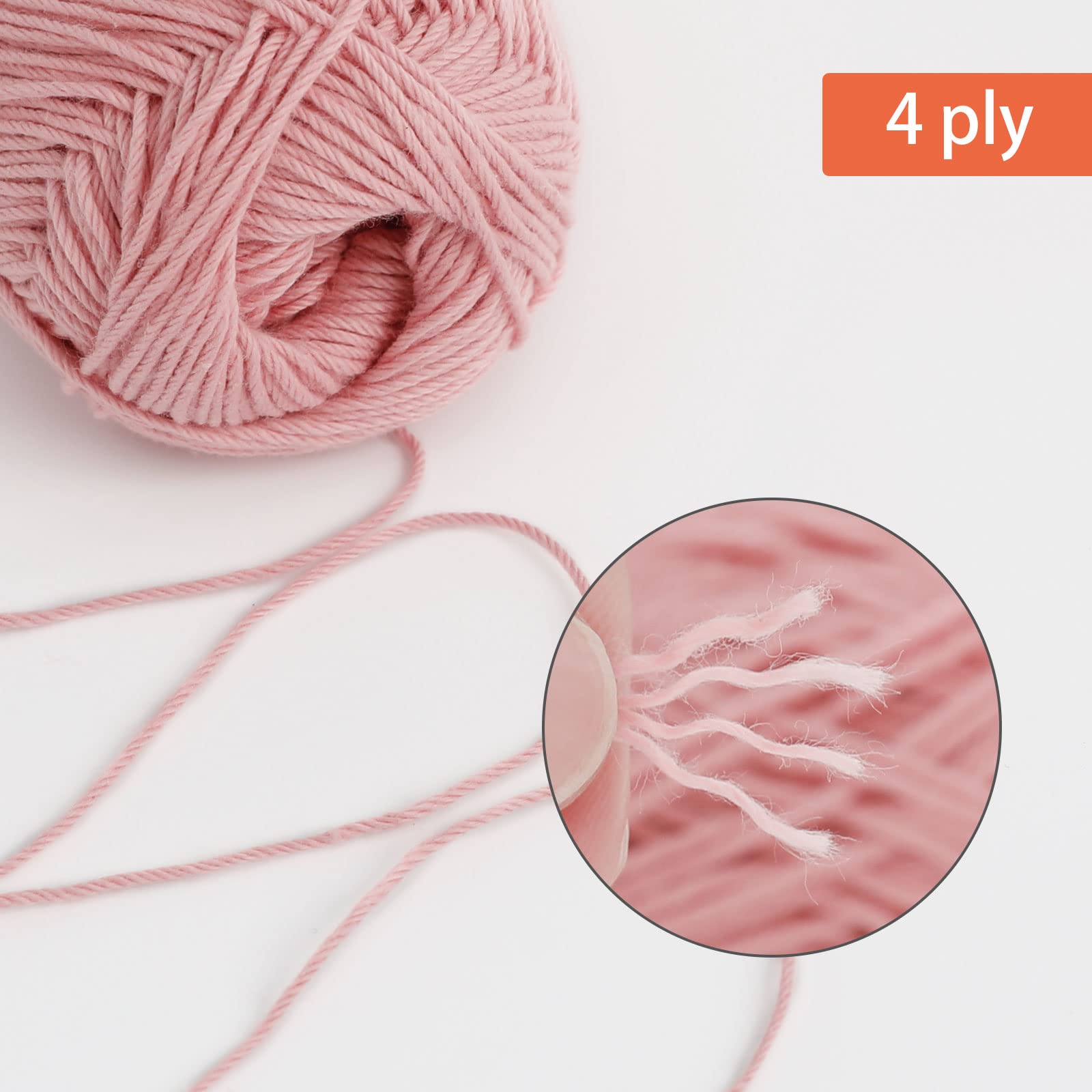 Pretty Jolly 4 Skeins Soft Baby Yarn, 100% Cotton, Crochet & Knitting, 4 Ply, Fingering Weight - Image 3