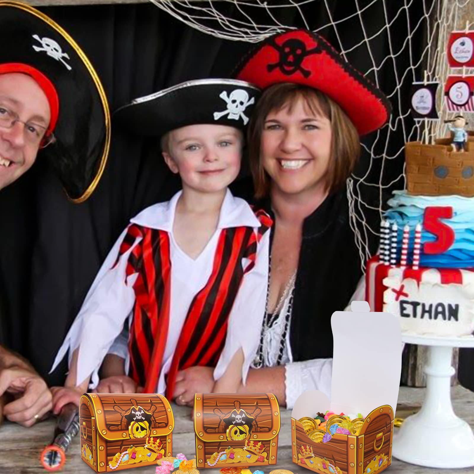 10 Piraten-Schatztruhen Aus Karton – 7x11x7 Cm, Mit Griff, Für Kindergeburtstag, Mitgebsel & Partydekoration