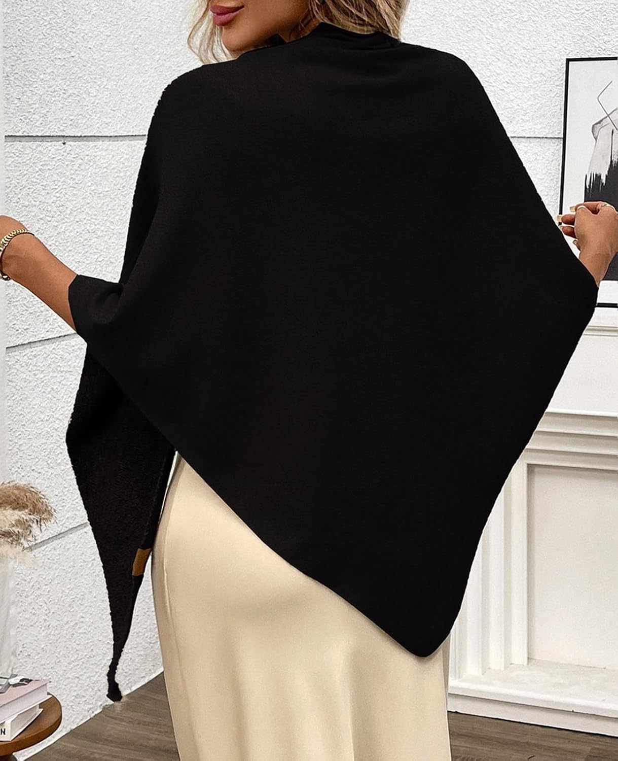 Women's Pashmina Shawl Wraps for Evening Dresses Wedding Bridal Open Front Poncho Cape Soft Large Scarf - Image 2