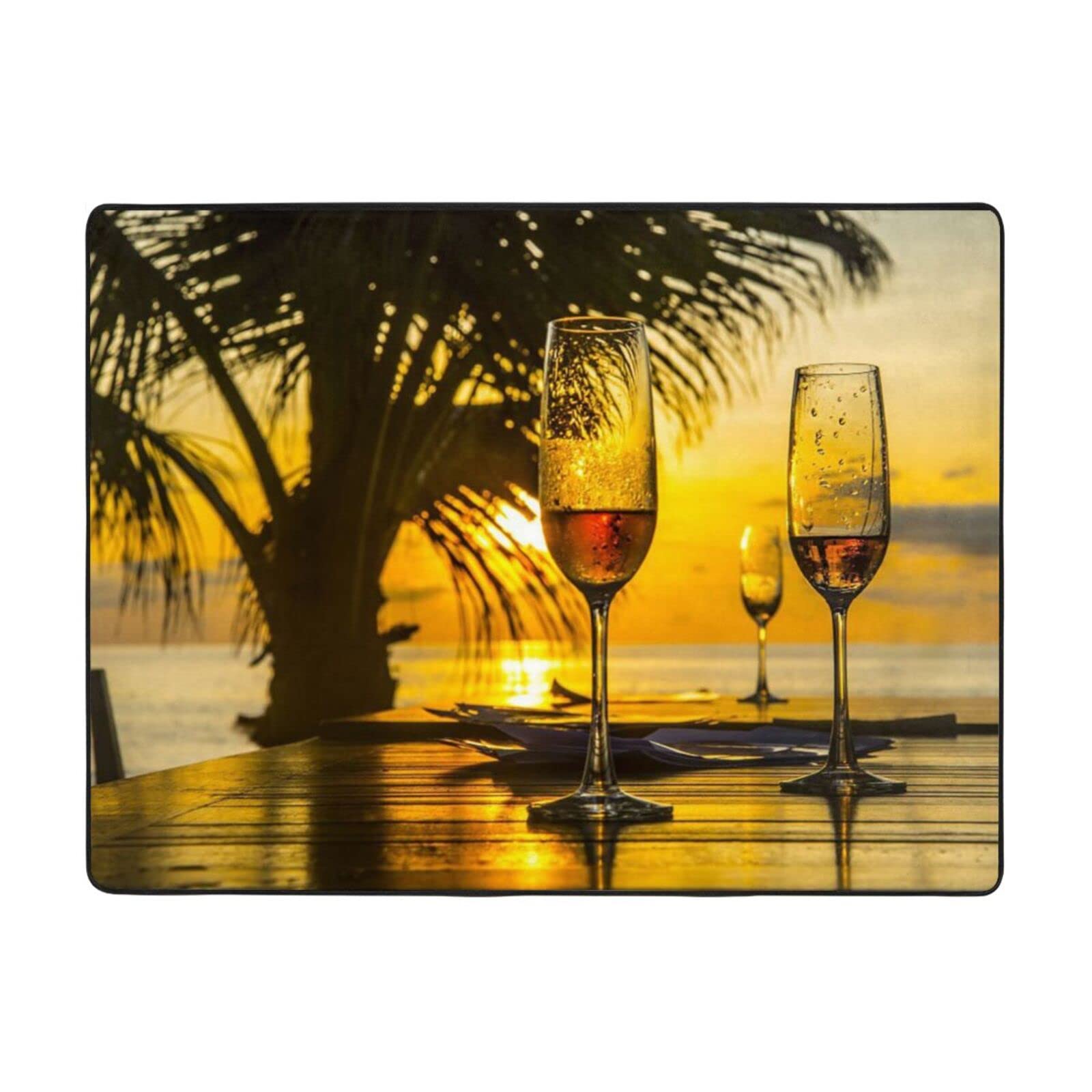 Tapis de chambre en flanelle douce motif champagne pour cocooning