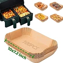 Air Fryer Disposable Paper Liner for Ninja Dual Air Fryer, Air Fryer Liners, Non-Stick Oil Resistant Waterproof, for Ninja Foodi DualZone 2-Basket Air Fryer DZ201, DZ401（22cm-100pcs）