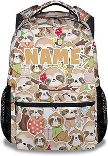 Personalized Name Sloth Teens Backpack for Travel - 16 Inches Brown Customized Backpacks for Girls, Boys - Funny Durable Bookbag for School, Work