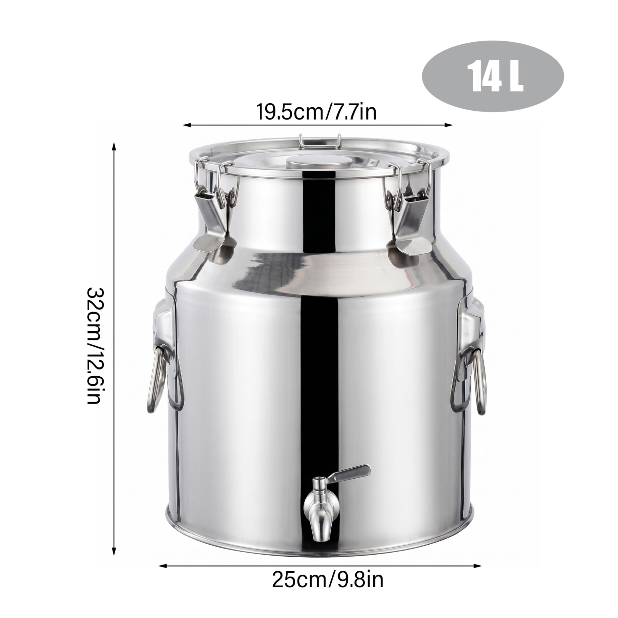 Dispensador de Bebidas de Acero Inoxidable de 3, 7 galones con espita, Recipiente para Bebidas con Tapa con Cerradura