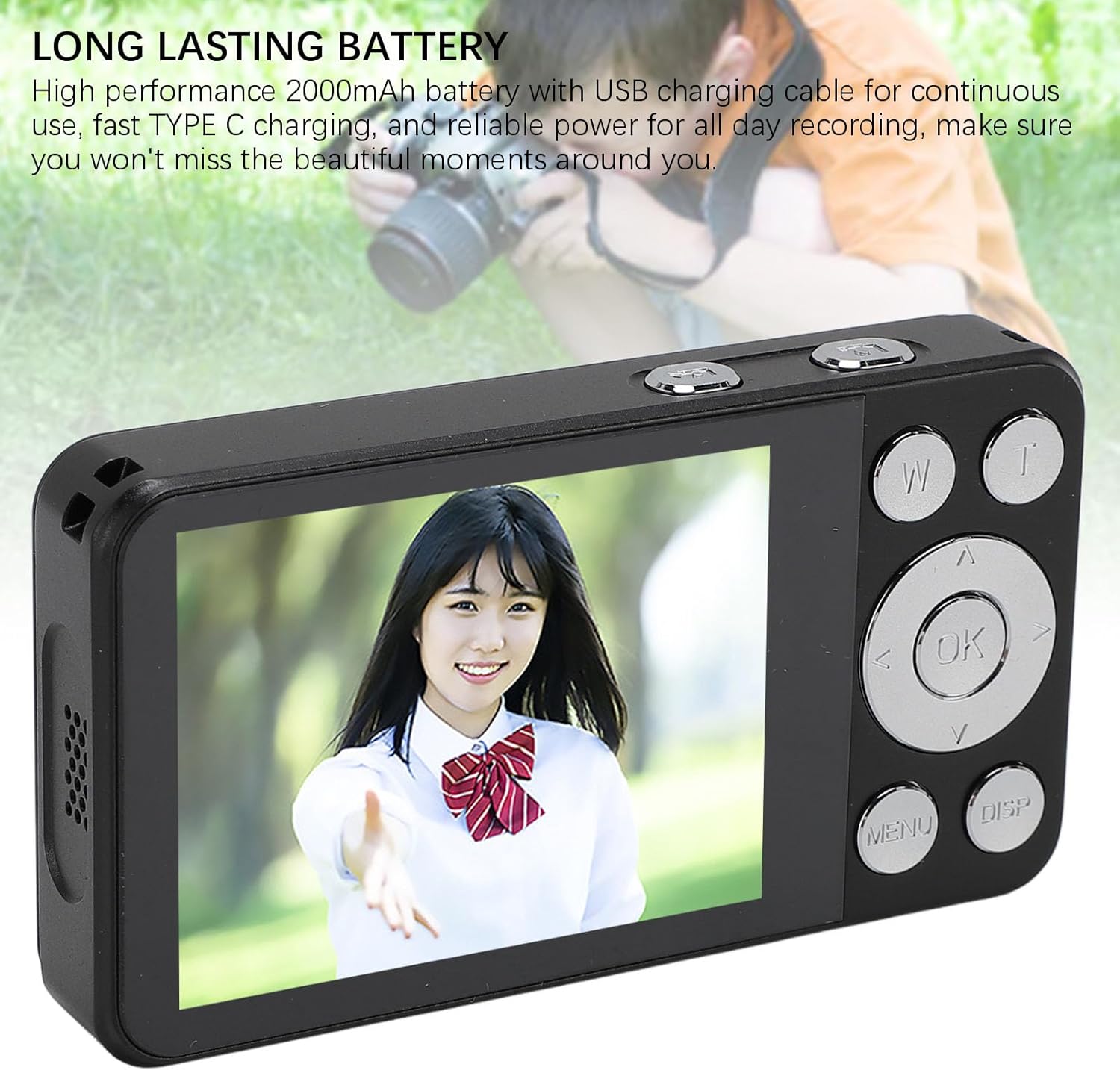 4K HD Digital Camera, 18X Zoom Selfie Vlogging Camera Autofocus with 2.8 Inch LCD Display, Portable 64MP Compact Video Camcorder Anti Shake for Travel (Black) - Image 6