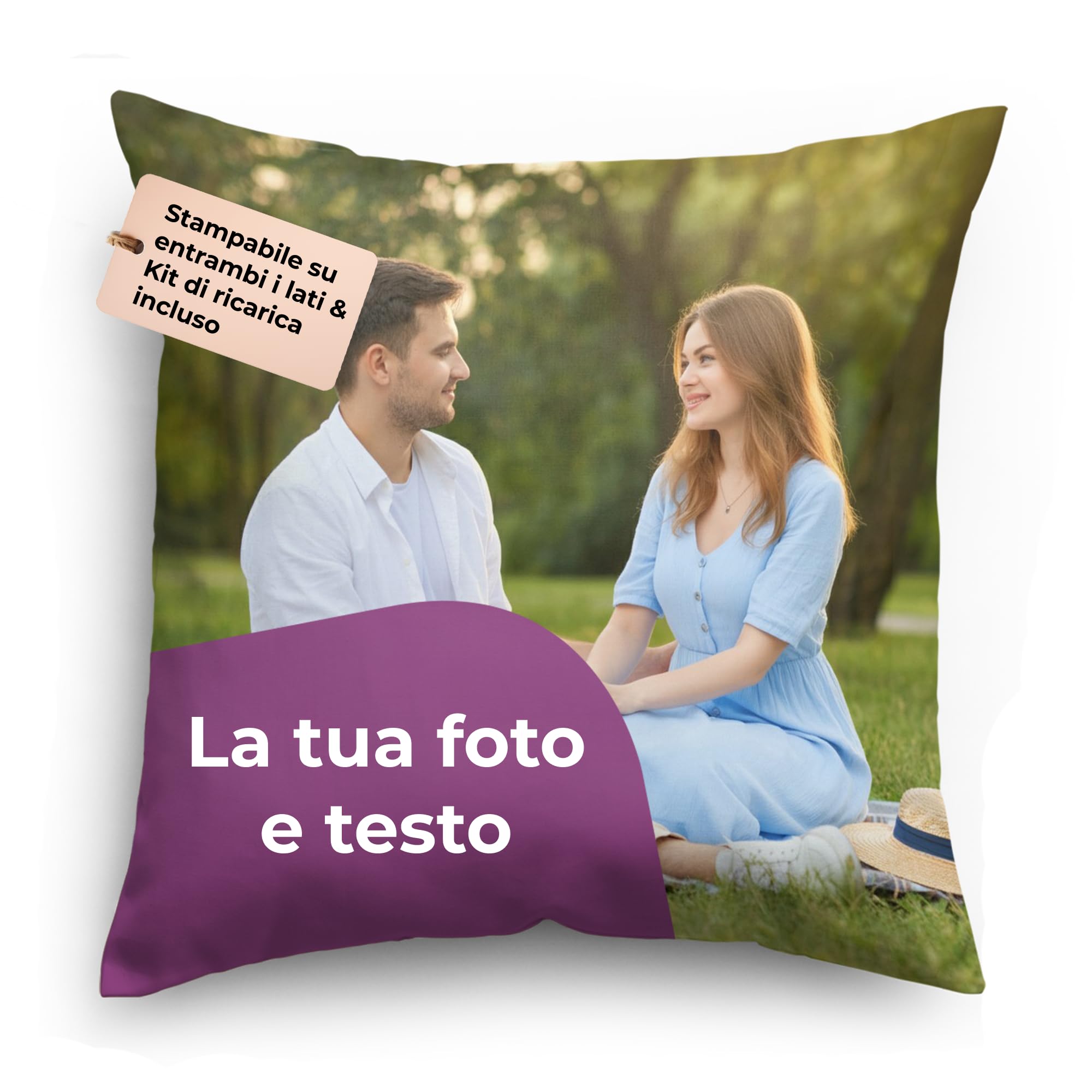 Cuscino Fotografico Personalizzato con Stampa Fronte-Retro, Foto o Testo, 45,7 × 45,7 cm, Morbido Cuscino Decorativo per la Casa, Regalo per Compleanni e Anniversari, Ideale per Amici e Familiari