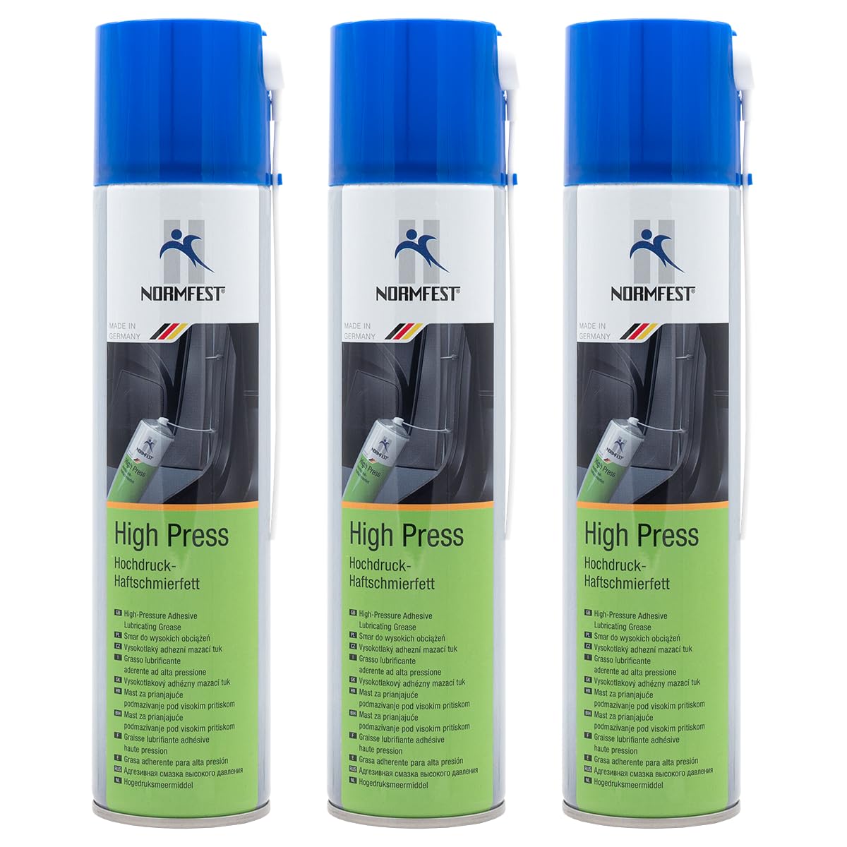 Normfest High Press transparent – Hochdruck-Haftschmierfett für Fahrzeuge & Maschinen, starke Haft- und Kriecheigenschaften, wasser- & schmutz., NSF-H1 zertifiziert für Lebensmittelindustrie, 3x 400ml