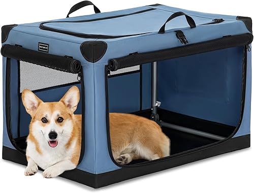 Jaula de tela para perro, cubierta de tela ajustable por tubo de hierro en espiral, jaula de perro desplegable para costura fortalecida, diseño de 3