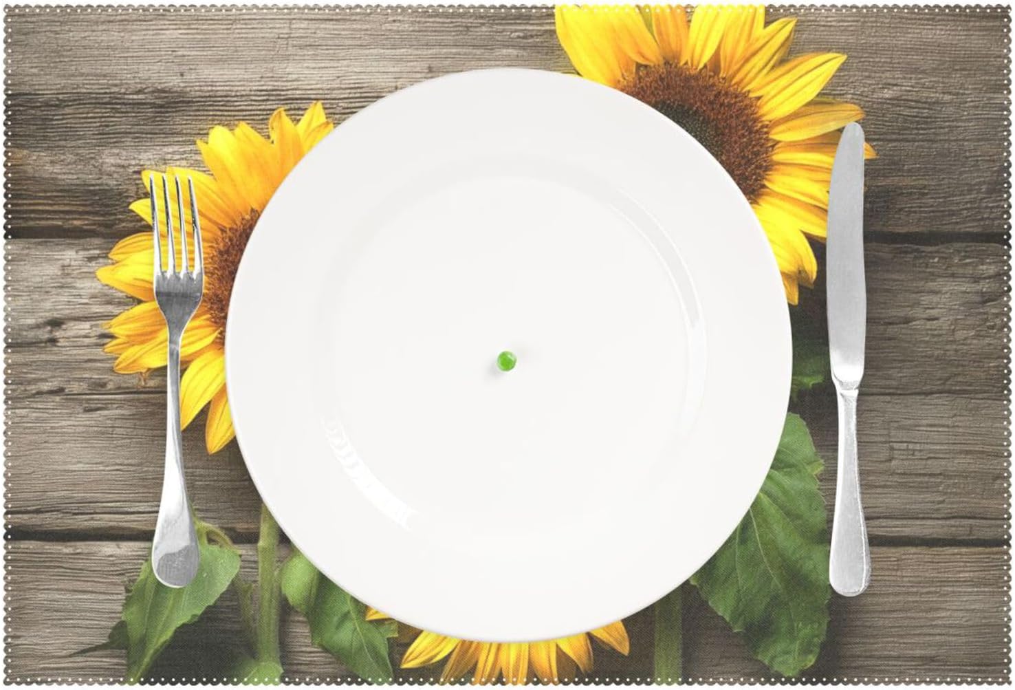 Wamika Beautiful Sunflowers Placemats Set of 6 Wood Board Florals Table Mats Spring Summer Autunm Place Mats for Kitchen Dining Decor Heat Resistant Non-Slip Washable 12 X 18 in