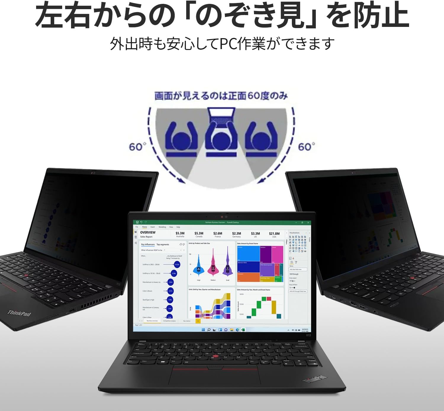 Lenovo 13.3" Bright Screen Privacy Filter (ThinkPad X13), Compatible with ThinkPad X1 Fold, X13s, L13, Z13, Anti-Peeping, Blue Light Cut, Reversible Touch Models 4XJ1M77975