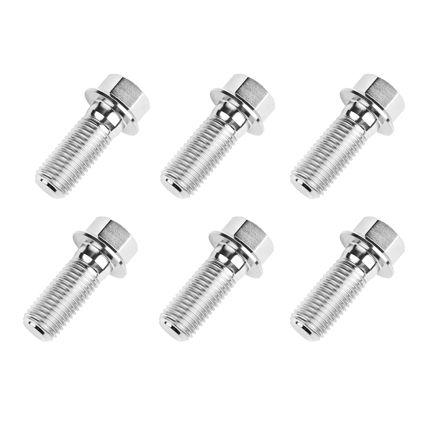 Titanium Bolts Flanged Hex Head Bolt M12x30 35 40 45 50 55 60 65 70 75 80 85 90mm Pitch 1.25/1.5mm Ti Bolt for Motorcycle Car Modification Pack of 6 (Titanium, 30mm Pitch 1.5)
