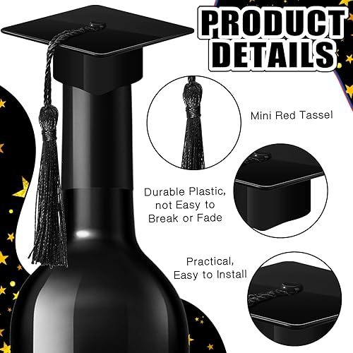 Miniatura 4 de Qunclay 60 piezas de mini gorras de graduación, tapas de plástico para decoración de fiesta de graduación (azul)