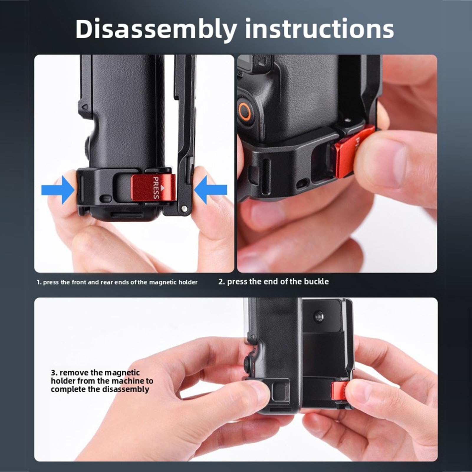 Bewinner Supporto Magnetico per Fotocamera 3, Morsetto Adattatore in Lega di Alluminio con Forte Ventosa Magnetica, Supporto a Sgancio Rapido per Accessori Action Camera, Foro per Vite da 1/4 di