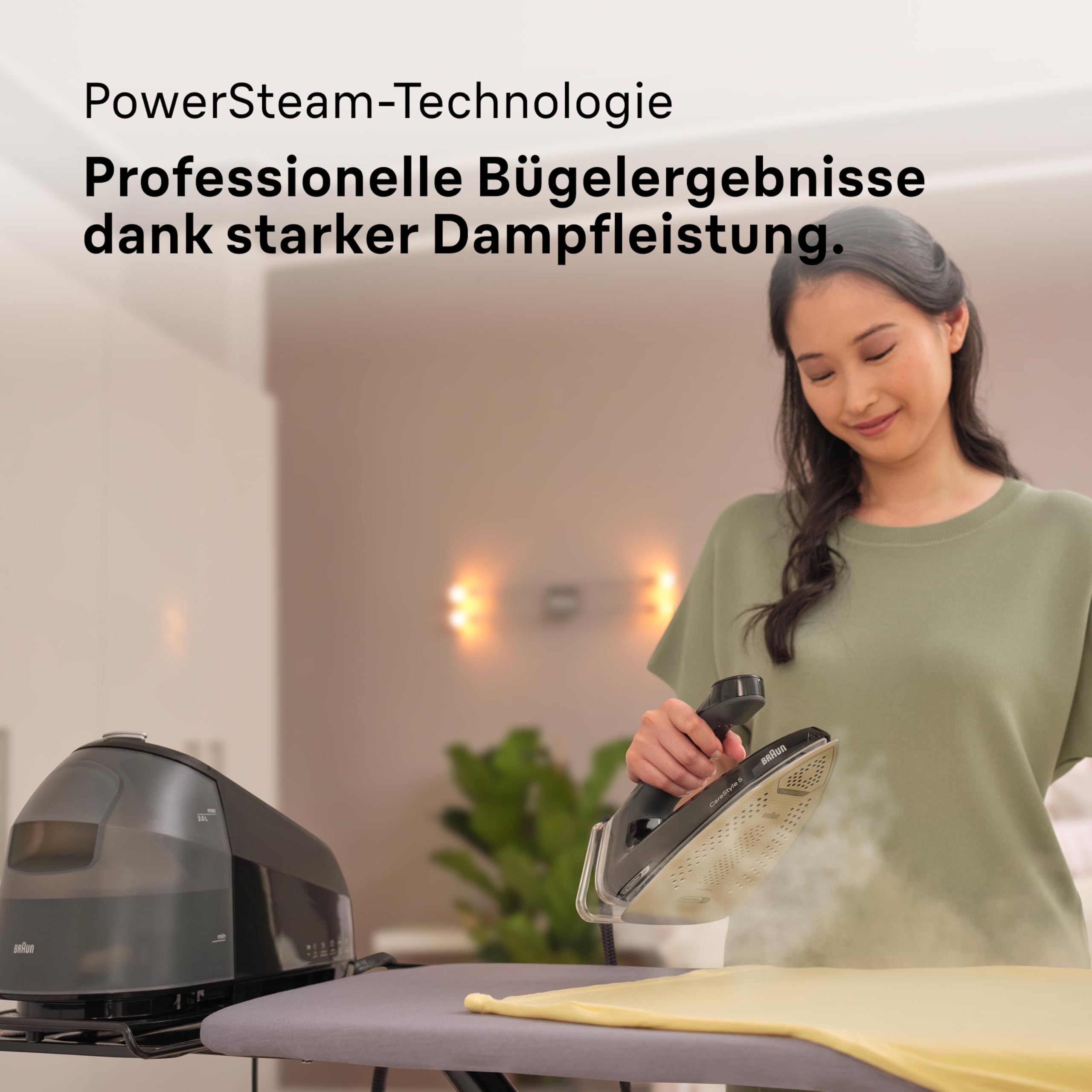 Braun Dampfbügeleisen CareStyle 5 IS5249BK mit FreeGlide 3D, 150 g/min Dampfleistung, schnelle Aufheizung, iCareMode, vertikales Bügeln, Anti-Tropf-Funktion, abnehmbarer Wassertank 2L, 2400W, Schwarz