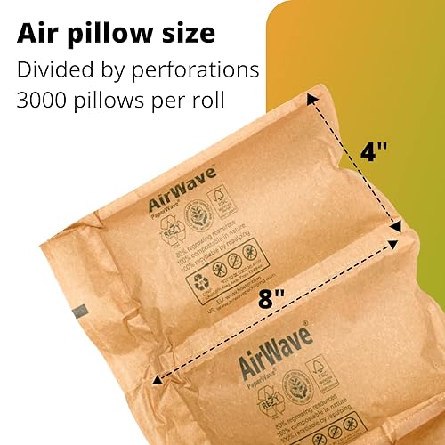 Miniatura 3 de IDL Packaging PaperWave-7.1 - Almohadas de aire sin plástico para embalaje, película a base de papel de 8 pulgadas de ancho y 1000 pies de largo (1