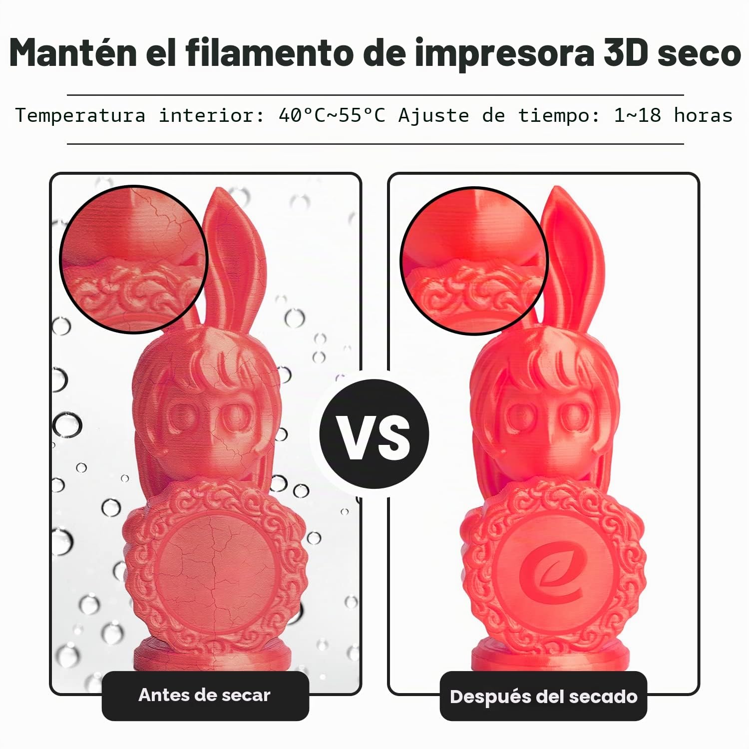 eSUN eBox Lite Actualizado Caja Secadora de Filamento para Impresora 3D, Caja Secado Almacenamiento, Mantener Filamento Seco Durante Impresión 3D, Compatible con Filamento 1.75mm, Soporte de Carrete