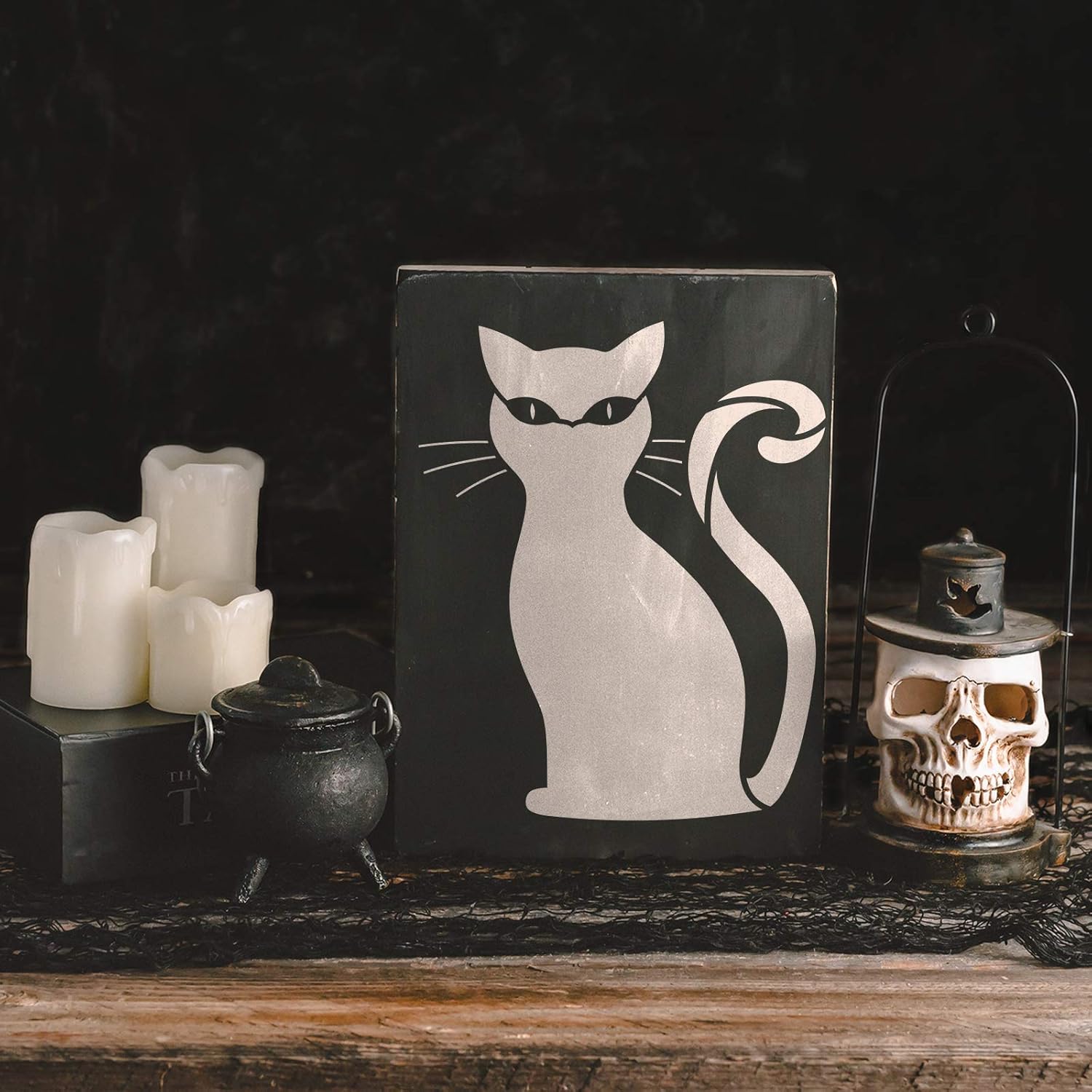 Black Cat Halloween Stencil - Craft Stencils, Halloween Stencils, Fall Stencils, Hauntingly Beautiful Halloween Art, Stencils