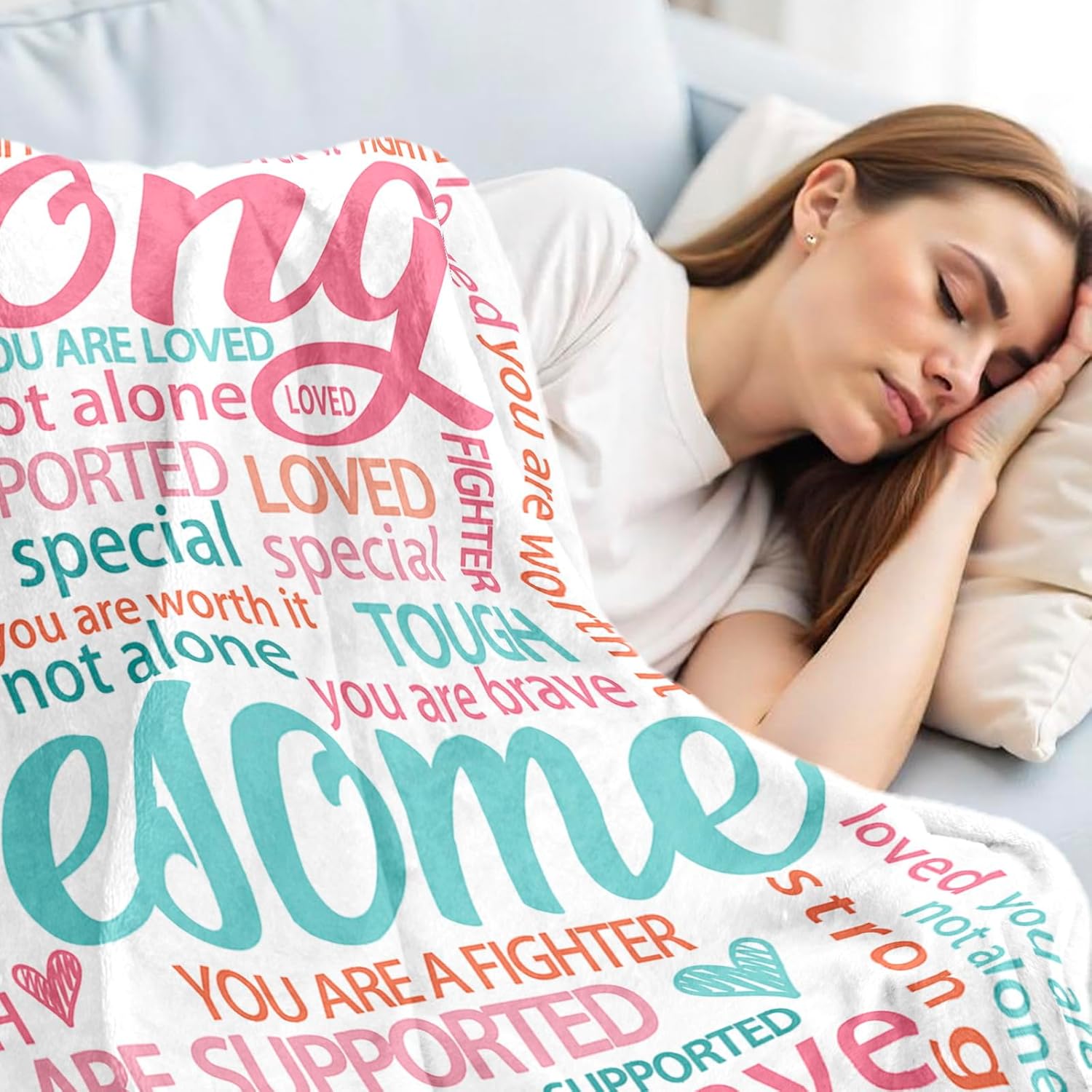 Super Soft Hug Blanket for Women - Inspirational Healing Gift for Cancer Patients, Post Surgery Recovery, Chemo Support, Hospital Stay, Thinking of You Gift for Her, Sister, Friend, 50"x60" - Image 3