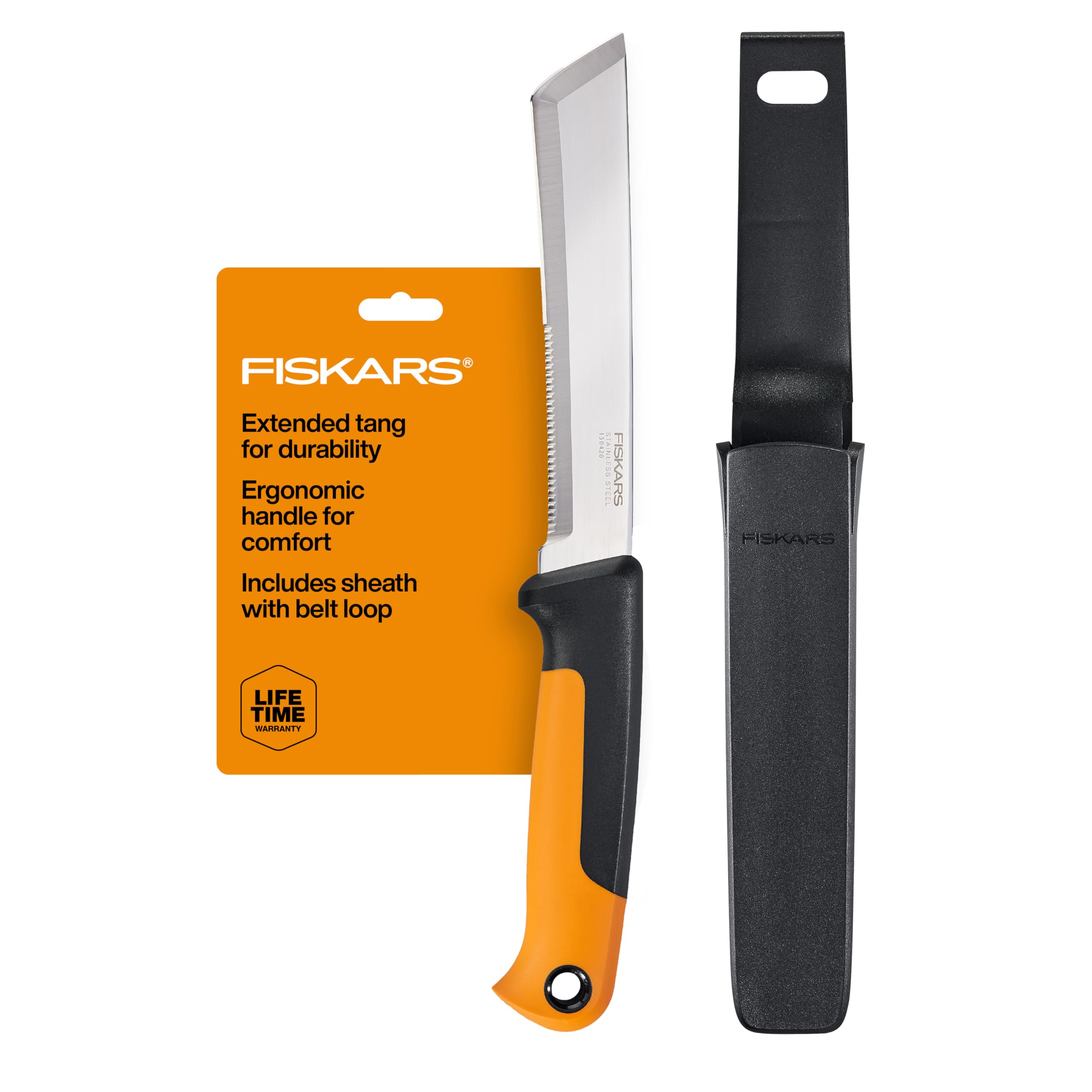 Fiskars Erntemesser mit Scheide, gezackter Schneide, Gemüsegartenwerkzeug | Gartengeschenke für Frauen