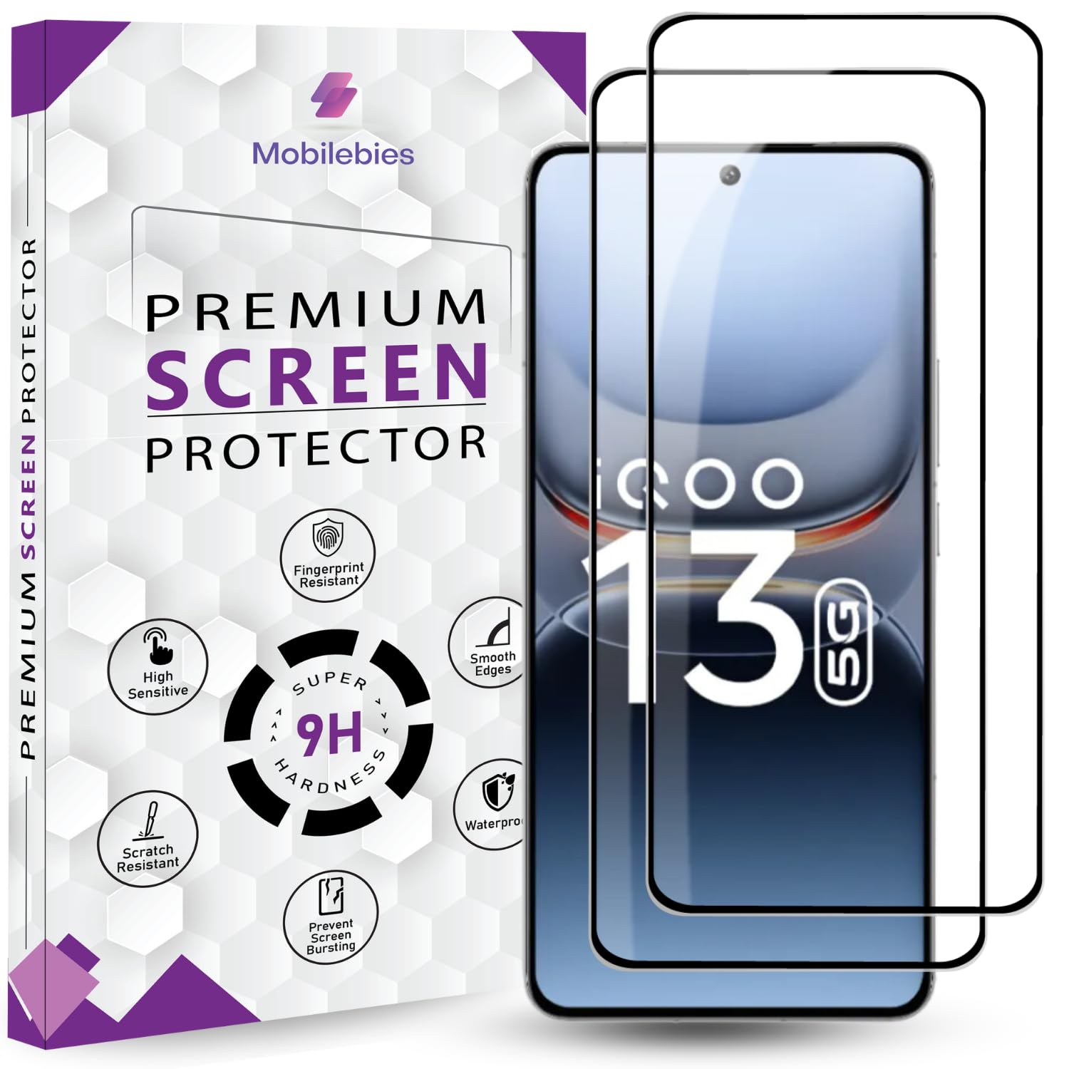 Premium Tempered Glass Screen Protector Guard For IQOO 13 5G Ultrasonic Fingerprint Working (6.82 Inch, Pack of 2) | Edge to Edge Coverage With Easy to installation kit Premium Tempered Glass Screen Protector Guard For IQOO 13 5G Ultrasonic Fingerprint Working (6.82 Inch, Pack of 2) | Edge to Edge Coverage With Easy to installation kit