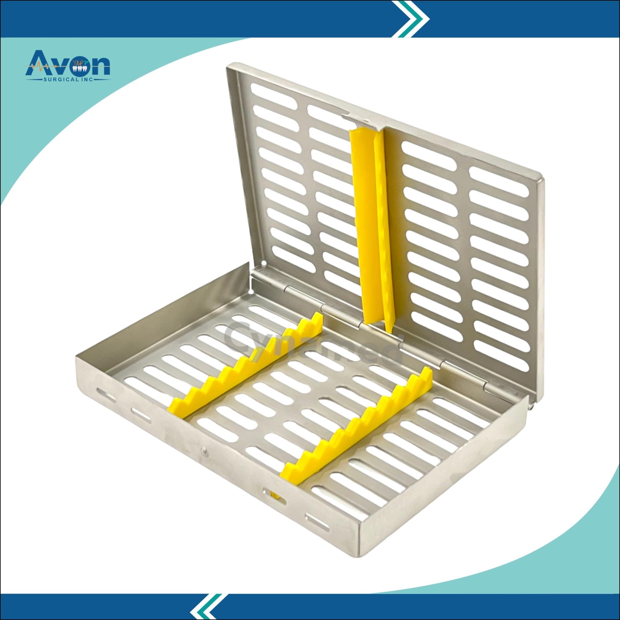 Instruments Sterilization Box Cassette with Removable Silicone Slots (Yellow) Size 7