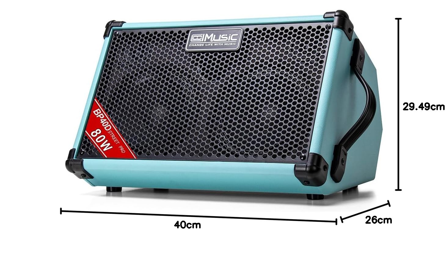 Coolmusic BP40D Amplificador de guitarra acústica - Altavoz Bluetooth portátil de 80 W W/batería con efecto de retardo de coro reverberación, 6 entradas, ecualizador de 3 bandas
