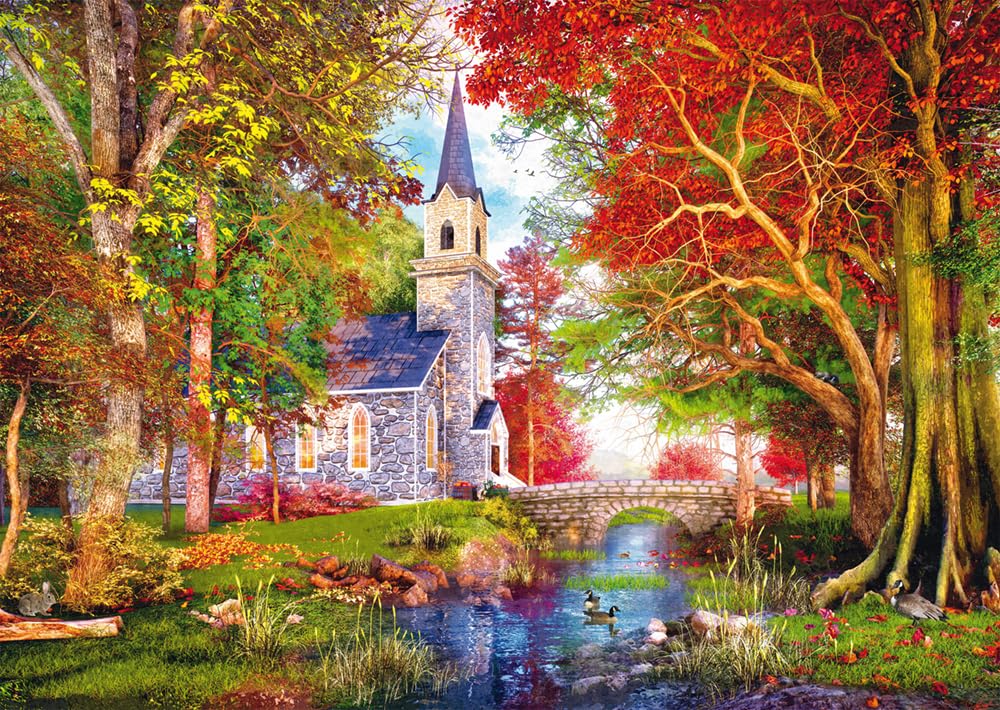 Schmidt The Autumnal Chapel by Dominic Davison 1000 piece scenic jigsaw puzzle